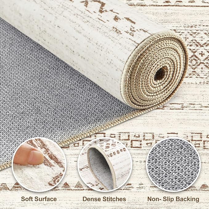 Nakagishi Boho 5x8 Area Rug Living Room Rugs Machine Washable Brown
