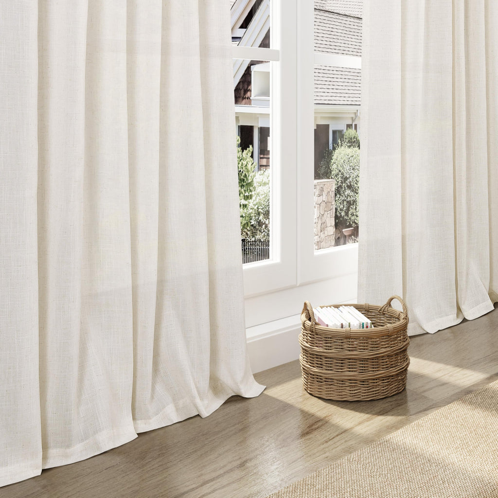 Modern Linen Curtains 108 Inches Long for Living Room Light Filtering Semi Sheer Curtain Back Tab Neutral Luxury Modern Farmhouse Decor Floor to Ceiling High Window for Bedroom 52x108, 2 Panels
