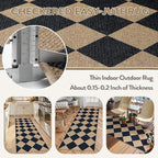 Lahome Checkered Easy Jute Non Slip Runner Rug, 2x6 Kitchen Runner Rug Washable Outdoor Rug for Entryway Indoor, Checkerboard Black Indoor Outdoor Carpet for Hallway 6ft Entry Front Door
