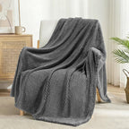 Exclusivo Mezcla Soft Waffle Fleece Bed Blanket Twin XL Size, Gray