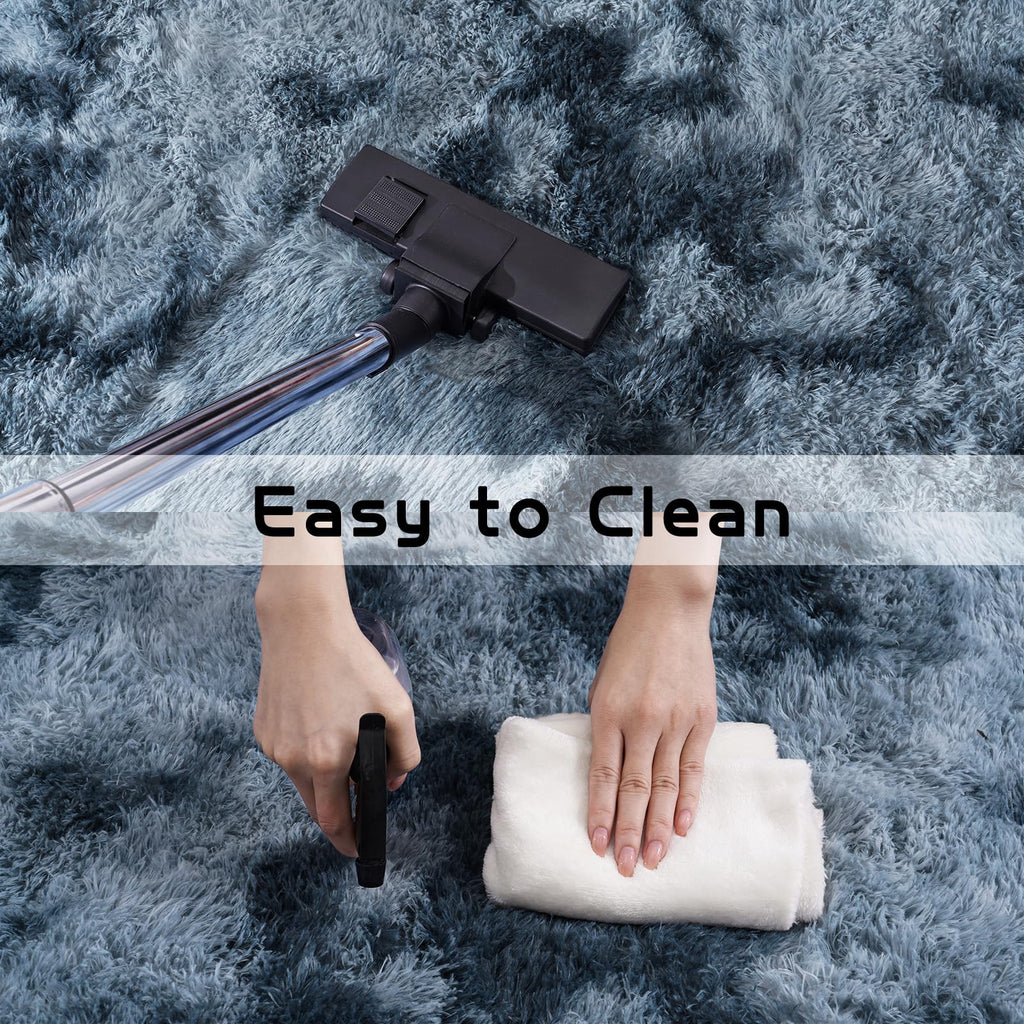 Super Fluffy Area Rug for Living Room 5x7, Shaggy Carpet, Blue Grey