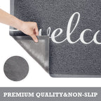 Grey Door Mat Welcome Mats Outdoor Indoor Doormat for Entryway Floor Mat
