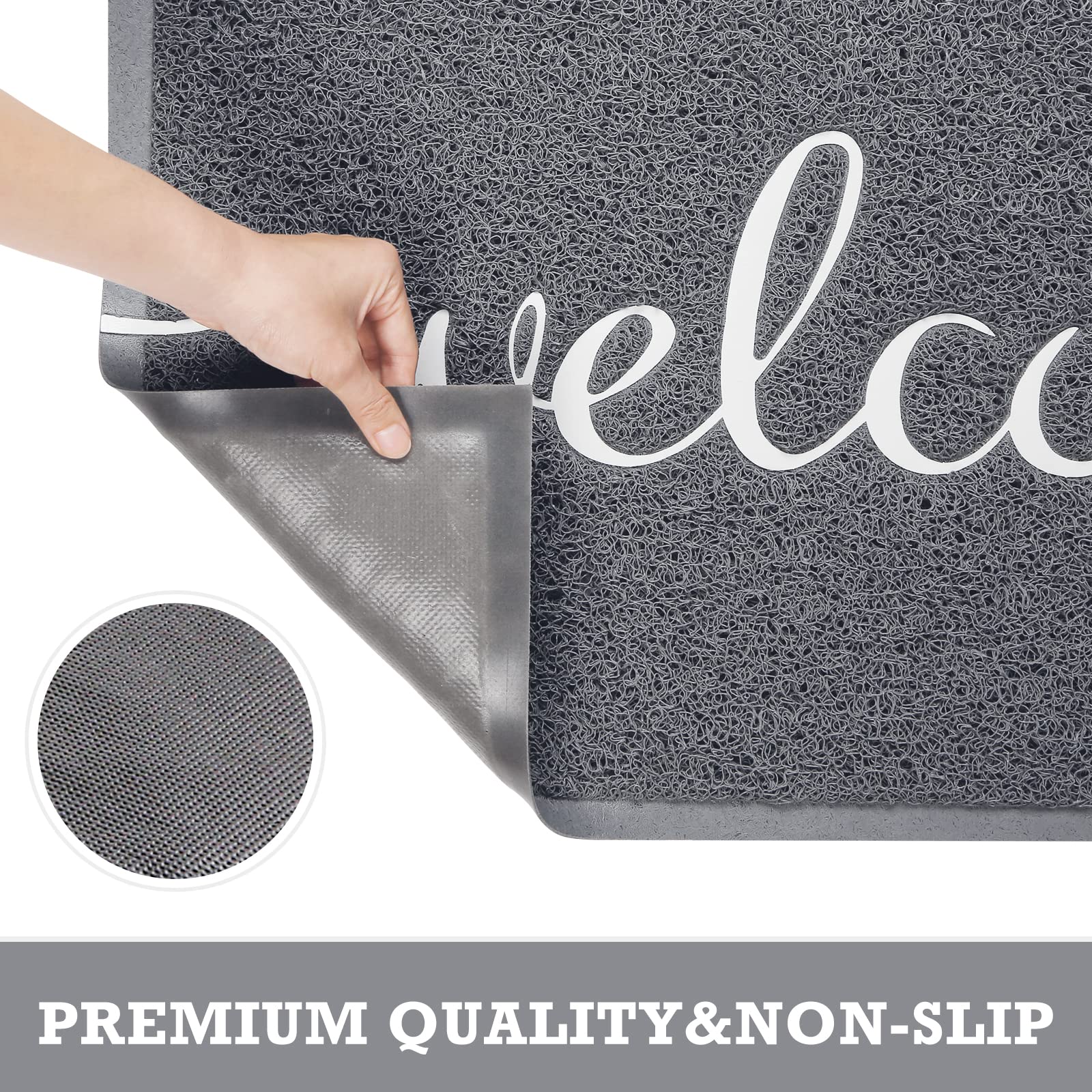 Grey Door Mat Welcome Mats Outdoor Indoor Doormat for Entryway Floor Mat