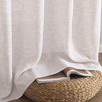 MIULEE White Linen Curtains 84 Inch Length for Bedroom Living Room, Soft Thick Linen Textured Window Drapes Semi Sheer Light Filtering Rod Pocket Back Tab Burlap Look Farmhouse Decor, 2 Panels