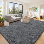 OLANLY 10x10 Machine Washable Large Area Rugs for Living Room, Bedroom, Soft Fluffy Shaggy Bedside Rug, Indoor Floor Carpet for Kids Girls and Boys, Dorms, Nursery, Home Decor Aesthetic, Grey