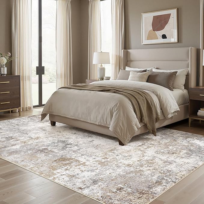 UERMEI 5x8 Area Rug Living Room Rugs Washable Neutral Brown Grey Carpet