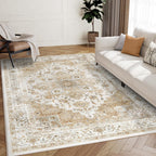 AMADA HOMEFURNISHING 5x7 Area Rugs, Washable Living Room Rug Low-Profile with Non-Slip Backing & Durable Edge Binding, Vintage 5x7 Rugs for Living Room, Bedroom, Dinning Room