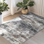 2x3 Rugs for Entryway Entrance Kitchen Bathroom, Machine Washable Modern Abstract Soft Area Rug, Indoor Floor Carpet with Non Slip Rubber Backing, Dark Gray