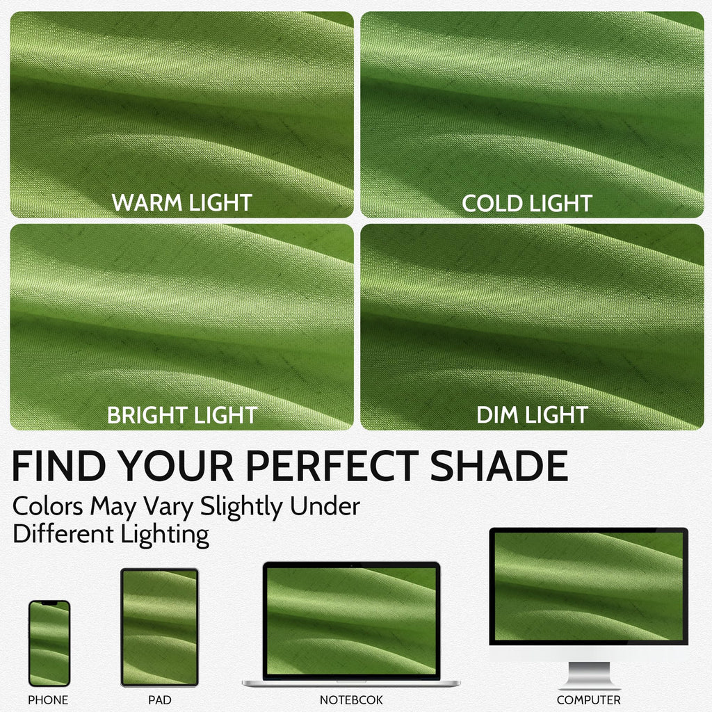 Nanspring Lime Green Linen Blend Light Filtering Back Tab Curtains 102 Inches Long, Semi Sheer Privacy Drapes for Living Room & Bedroom, 52x102 inch, 2 Panels