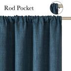 NICETOWN Stone Blue Faux Linen Room Darkening Rod Pocket Curtains 63 inch Length, W42 x L63, Light Blocking Thermal Insulated Noise Reducing Drapes for Bedroom Living Room Farmhouse Decor, 2 Panels