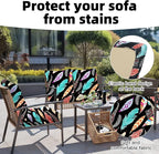 8Pcs Outdoor Cushion Covers, Patio Cushion Covers,Stretch Elastic Slipcovers, Replacement Washable & Reusable Furniture Protector for Patio Couch(Dream Feather,8PCS)