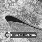 Ompaa 2x6 Rug Runners for Hallways Kitchen Runner Rug Non Slip Washable Grey Long Runner Rugs with Rubber Backing Soft Abstract Carpet Runner for Hallways, Kitchen, Bedroom, Bathroom, Entryway