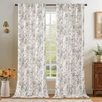 jinchan Vintage Floral Linen Curtains 102 Long for Living Room 2 Panels