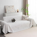 MYSKY HOME Couch Covers for 2 Cushion Couch Sofa, Chenille L Shape Sectional Couch Cover - Pet-Friendly, Machine Washable, Non-Slip Sofa Protector for Dogs, Kids, 71"x118", White