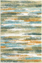 Lansny Modern Abstract 5x7 Machine Washable Area Rug Non-Slip Soft Bedroom Living Romm Rug Green Mustard Multi Ultra Thin Print Faux Wool Floor Carpet Throw Rug for Nursery Playroom Dining Room Office