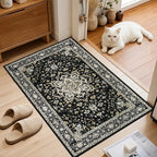 2x3 Area Rugs Living Room Rug: Washable Vintage Boho Medallion Rug No Slip Stain Resistant Soft Carpet Indoor Large Carpets for Bedroom Dining Room Farmhouse Nursery Hallway Home Office Black Gold