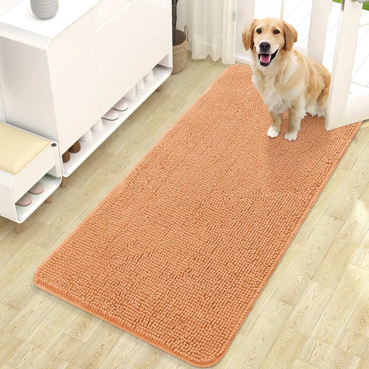 OLANLY Dog Door Mat for Muddy Paws 47x24, Super Absorbent Chenille Mud Mat