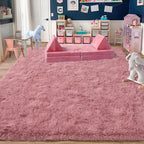Quntue Rugs for Living Room 8x10, Soft Shaggy Modern Shag Area Rug for Bedroom, Upgrade Non-Slip Plush Fluffy Carpet for Kids Boys Girls Room Home Decor Aesthetic, Blush