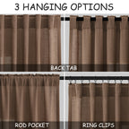 Nanspring Extra Long Caramel Brown Linen Curtains 2 Panels 102 Inches Long for Dinning Room Back Tab Light Filtering Semi Sheer Drapes Cotton Linen Textured Window Curtain 102 Inch Length for Bedroom
