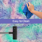 JiaoBaba Super Soft Fluffy Living Room Area Rug 2x8 ft Purple Rainbow Tie-Dyed Shaggy Furry Carpet Washable Non-Slip Carpets Bedroom Bedside Nursery Rug Cute Colorful Room Decor for Girls