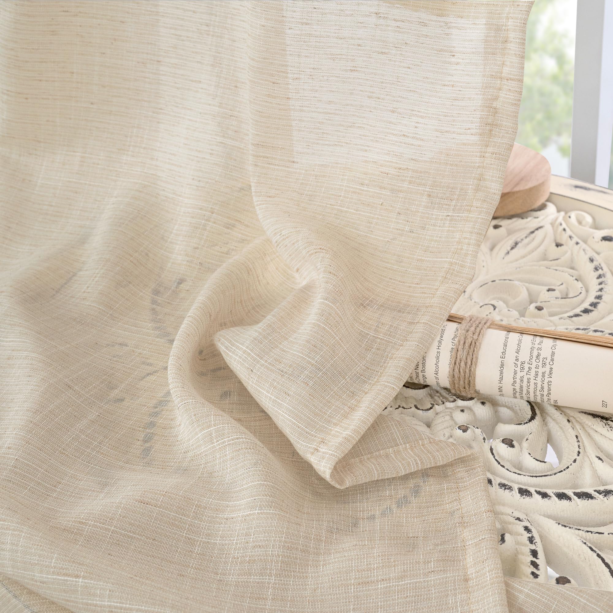 BGment Burlap Linen Kitchen Curtains 36 Inch Length Window Over Sink
