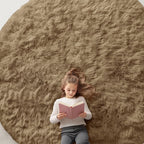 OLANLY Taupe Round Rugs for Bedroom - Machine Washable, 9 ft Circle Area Rugs for Living Room, Soft and Fluffy Shaggy Carpet for Teen Girl and Boys, Nursery Rooms, Dorms, Home Decor Aesthetic