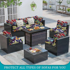 12 Pcs Stretch Patio Cushion Covers,Outdoor Couch Covers Replacement,Outdoor Couch & Sofa Slipcovers,for Patio Furniture Cushion Covers,Washable Reusable Furniture Protector (Rococo ,Cover Only)
