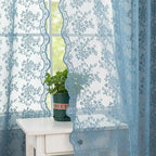 YJ YANJUN Vintage Lace Curtains 84 Inch Length-Dusty Blue Floral Sheer Curtains for Bedroom Living Room Hallway Doorways 2 Panels Set Beach Coastal Decor Rod Pocket W52 X L84 inch Stone Blue 7 Ft