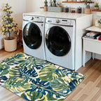 3x5 Botanical Entry Rug - Small Washable Indoor Outdoor Mats for Front Door Non-Slip Porch Rug Spring Tropical Green Leaf Throw Rugs for Living Room Bedroom Entryway Kitchen Office Porch Decor