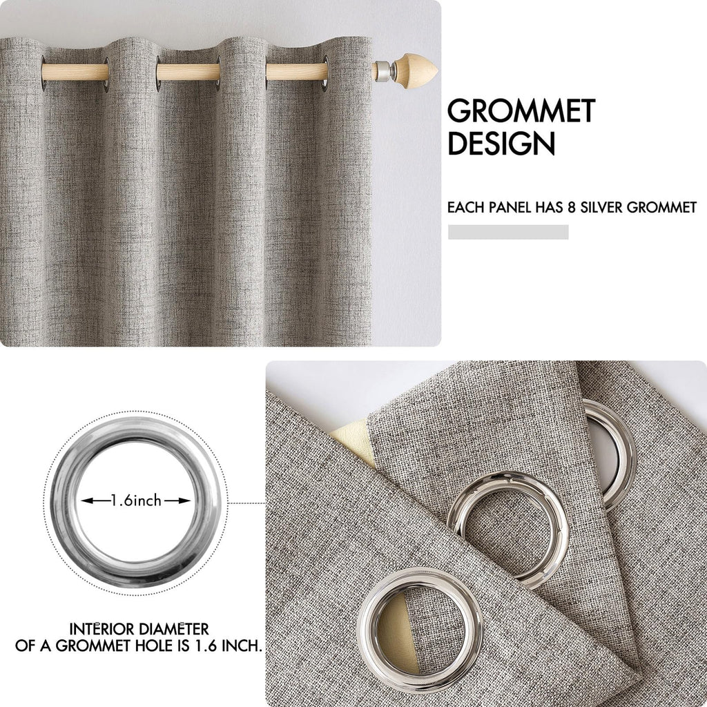 MIULEE 100% Blackout Linen Curtains for Bedroom 52x120 Inches Warm Taupe