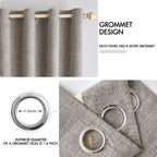 MIULEE 100% Blackout Linen Curtains for Bedroom 52x120 Inches Warm Taupe