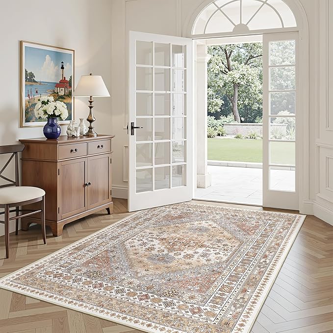 Restydon 4x6 Area Rugs for Living Room Non Slip Rugs for Bedroom, Orange