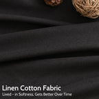 Vintage Black Linen Curtains for Living Room 72 Inches Long Light Filtering Semi Sheer Curtain Back Tab and Rod Pocket Privacy Luxury Gothic Vintage Decor Drapes for Bedroom Office 52x72, 2 Panels