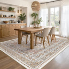 6x9 Area Rugs for Living Room,Soft Low Pile Indoor Washable Rugs for Bedroom, Non-Slip Backing Vintage Large Area Rug, Printed Vintage Floral Carpet(Orange,6'x9')