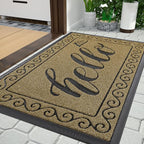 Yimobra Welcome Mats for Front Door 29.5x17, Heavy Duty Waterproof Outdoor Door Mat Outside Entrance, Non-Slip Low Profile Indoor Entryway Mat for Garage Patio, Beige Brown