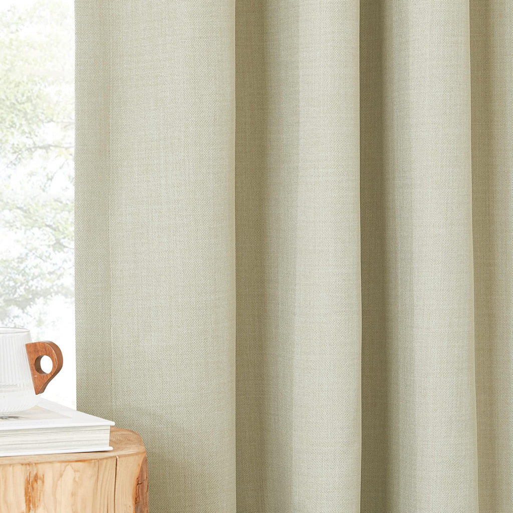 NICETOWN Room Darkening Bedroom Curtains 84 inches Long, Pinch Pleated Curtains Faux Linen Blend Light Blocking Noise Canceling Thermal Drapes for Living Room, Linen Beige, W52 x L84, 2 Panels