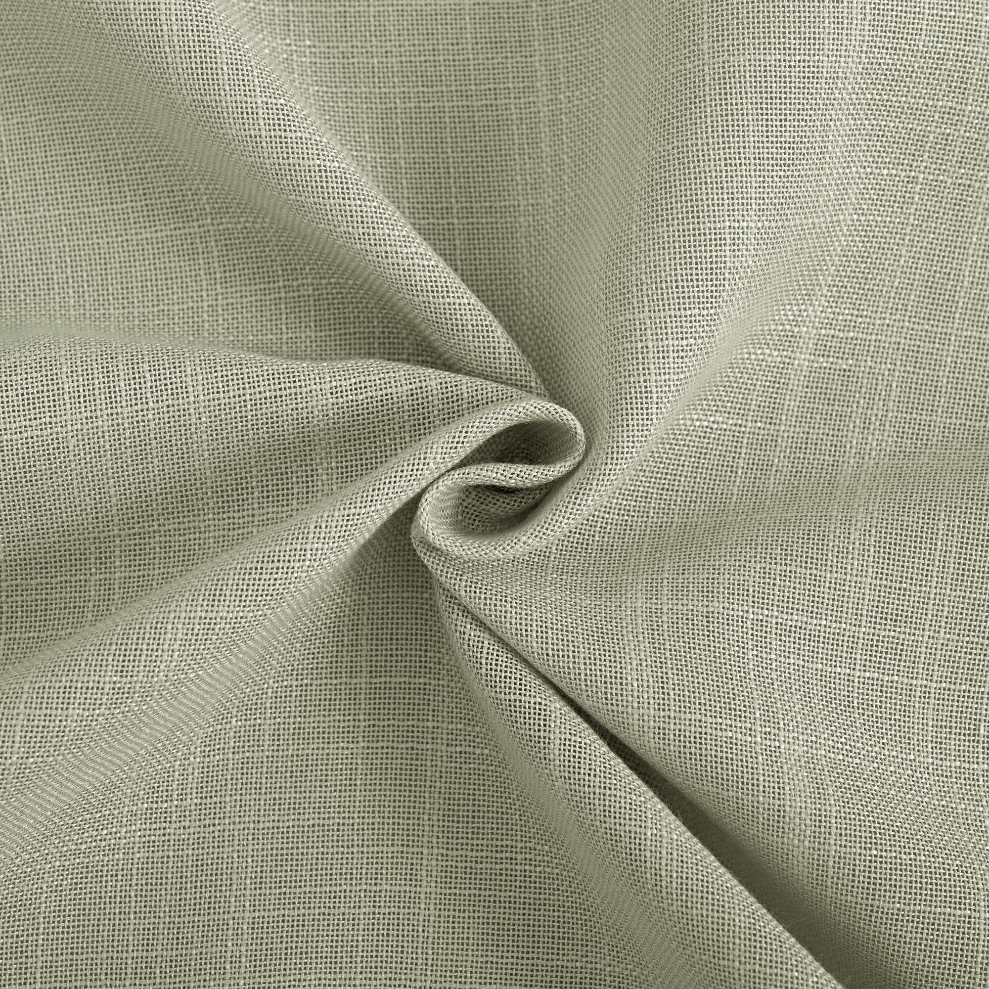 Linen Blend Sage Green Curtains 63 inch Length 2 Panels for Bedroom Back Tab Light Filtering Semi Sheer Drapes Linen Cotton Textured Light Green Airy Modern Farmhouse Living Room Sage Aesthetic Decor