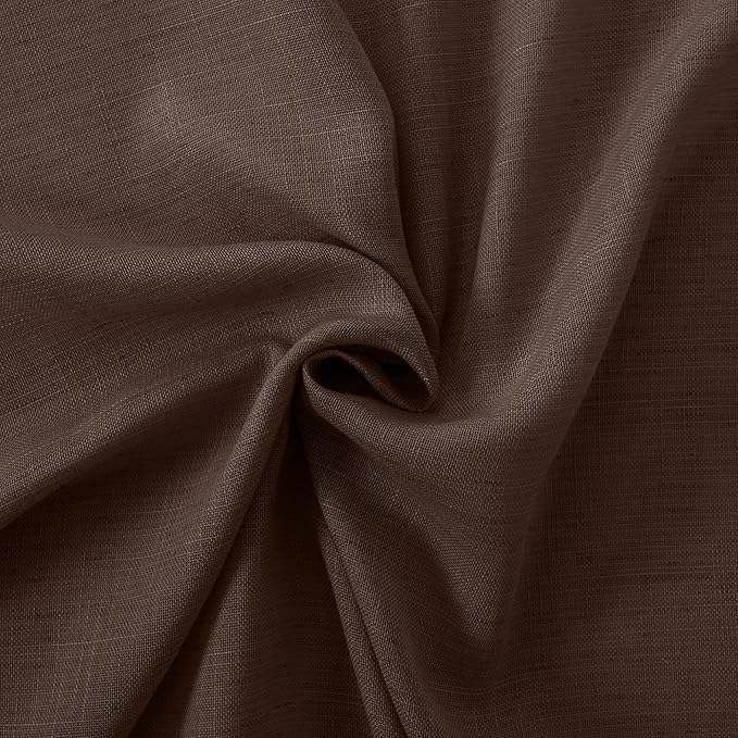 BGment Brown Linen Curtains 45 Inch Length for Window, Short Semi Sheer Drapes Light Filtering for Bedroom Kitchen Bathroom Decor Lightweight Rod Pocket, 2 Panels Set, Each 42 Inch Wide