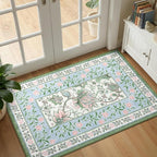 GarveeHome Blue Green Pink 8x10 Area Rugs for Living Room, Botanical Grove Cottagecore Washable Rug for Bedroom Dining Nursery Low-Pile Vintage Large Carpet