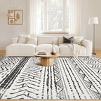 Nakagishi Black Rug Living Room 5X7: Washable Boho Large Neutral Soft Rug Modern Stain Resistant Moroccan Indoor Non-Slip Carpet for Bedroom Kids Playroom Office Dining Room Classroom Dorm