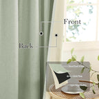 RYB HOME 100% Blackout Sage Green Linen Curtains, Light & Heat Blocking Thermal Privacy Protection Neutral Window Drapes for Living Room Bedroom, 52" W x 84" L, 2 Panels Set