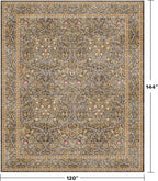 Hazo Haus Washable Living Room Rug 10x12 - Brown Oriental Area Rug for Dining Room Under Table, Low Pile Non-Slip Floor Decor for Bedroom Under Bed - Vintage Earthy Design & Stain Resistance