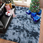 Pionblank Super Fluffy Area Rug for Bedroom 5x7, Modern Indoor Shag Carpet, Soft Plush Non Slip Rugs for Living Room Kids Room Cloakroom Home Decor, Blue Grey
