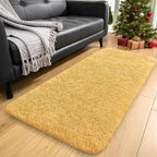 OLANLY 2x5 Machine Washable Runner Rugs for Hallway, Soft Fluffy Shaggy Bedside Rugs for Bedroom, Living Room, Indoor Floor Carpet for Kids Girls and Boys, Home Decor Aesthetic, Mustard Yellow