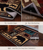 YIHOUSE Washable Entryway Rug, 2x3 Rustic Cabin Area Rug, Non-Slip Indoor Door Mat Ultra-Thin for Kitchen, Mudroom, Laundry Room, Bedroom Entry