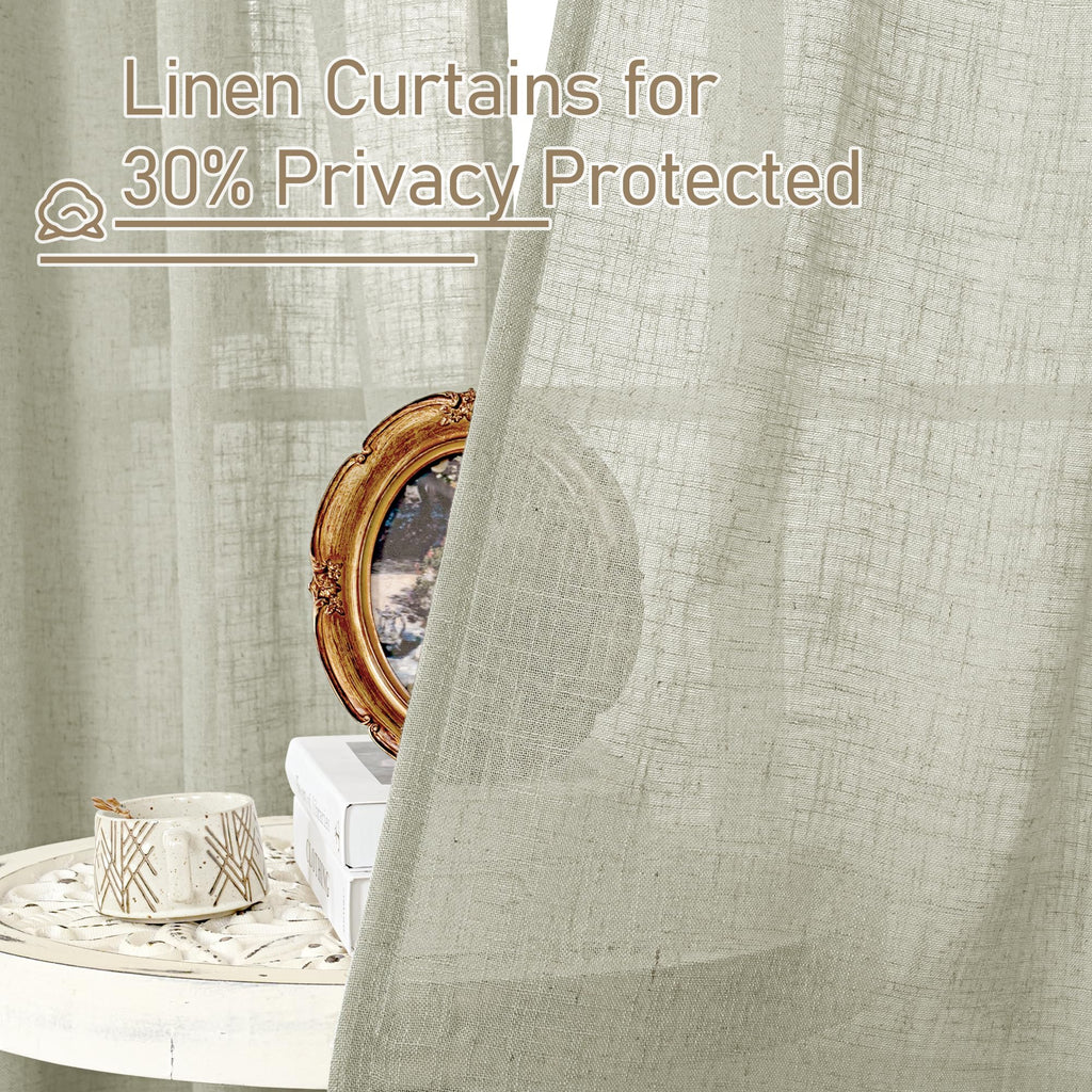 LAMIT 45 Inch Length Linen Curtains for Small Window Bedroom, 34 x 45 Inch