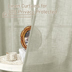 LAMIT 45 Inch Length Linen Curtains for Small Window Bedroom, 34 x 45 Inch