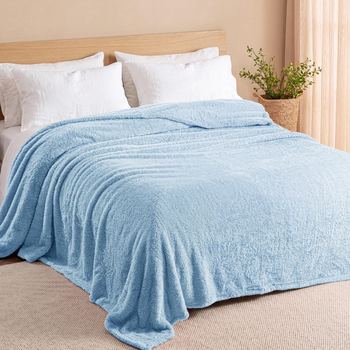Exclusivo Mezcla Fuzzy Plush Fleece Bed Blanket Twin XL Size, Light Grey