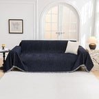 MYSKY HOME Couch Covers - Sectional Couch Covers for Pet Sofa, Non Slip Soft Couch Cover, Washable Furniture Protector with Tassel Sofa Throws, Living Room, 91"x118", Navy Blue