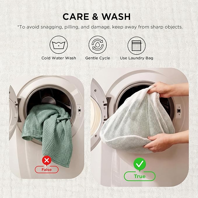 Bedsure 100% Cotton Muslin Throw Blanket Large 50x70 Inches - 4-Layer Breathable and Lightweight Thin Soft Summer Gauze Muslin Blankets for Adults, Sage Green, Boho Cotton Throw for Couch